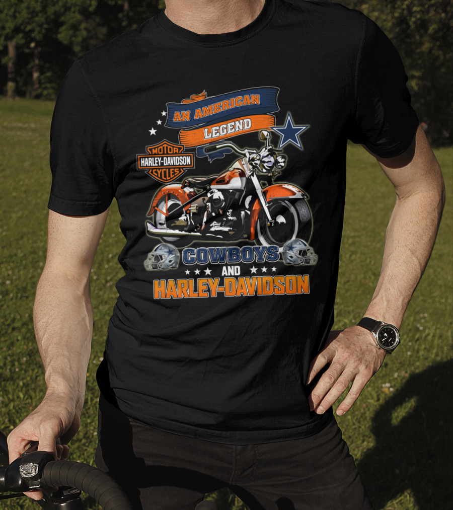 An American Legend Cowboys And Harley Davidson Motorcycles T-Shirt