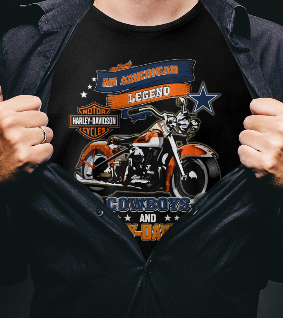 An American Legend Cowboys And Harley Davidson Motorcycles T-Shirt