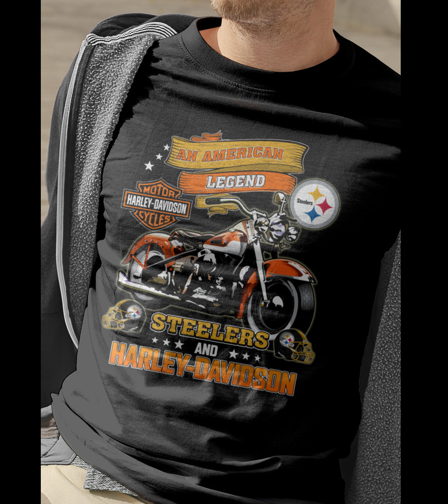 An American Legend Steelers And Harley Davidson T-Shirt