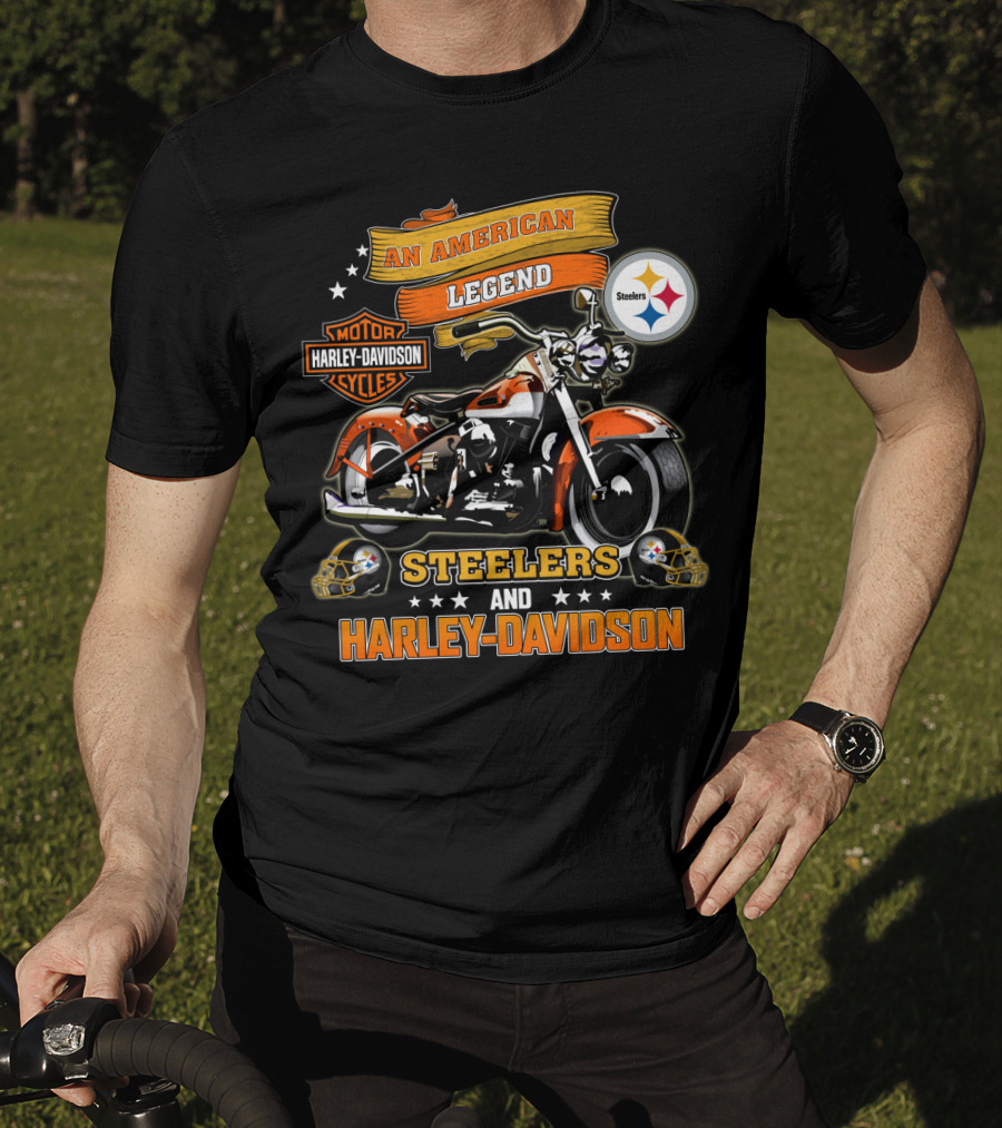 An American Legend Steelers And Harley Davidson T-Shirt