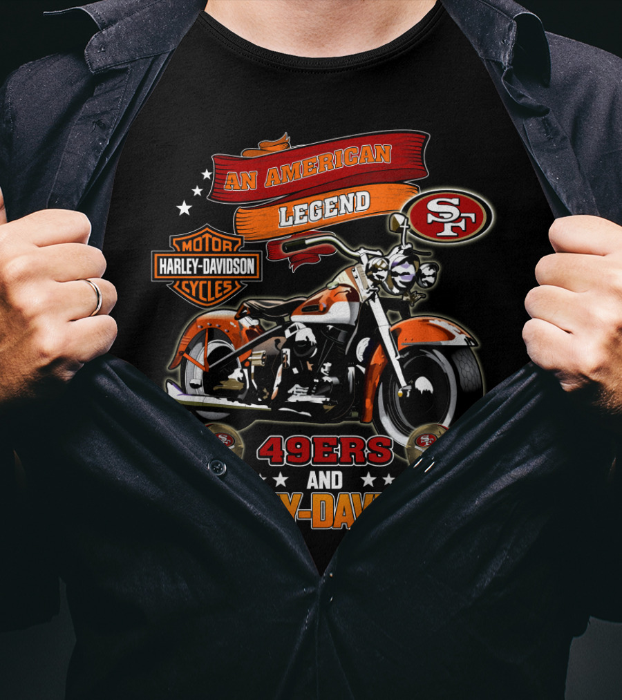 San Francisco 49ers An American Legend Harley Davidson Motorcycle T-Shirt