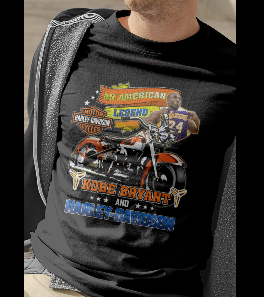 Kobe Bryant Lakers 24 An American Legend Harley Davidson Motor Cycles T-Shirt