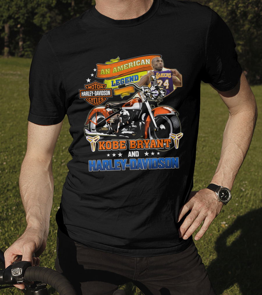 Kobe Bryant Lakers 24 An American Legend Harley Davidson Motor Cycles T-Shirt