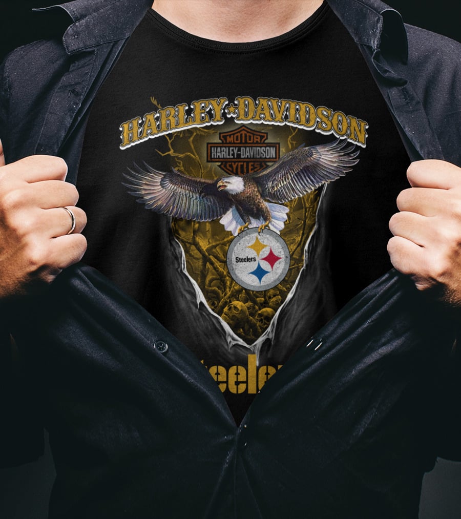 Harley Davidson Motor Steelers Eagle T-Shirt