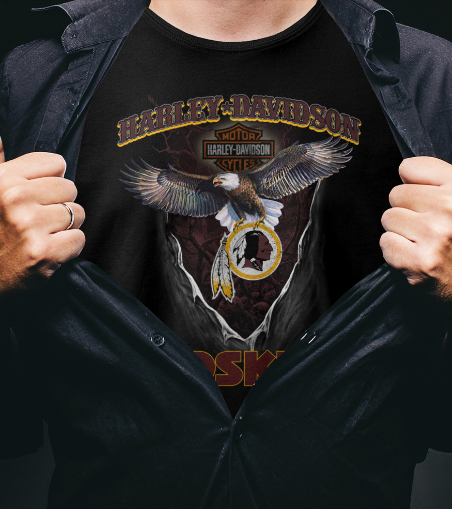 Harley Davidson Motor Cycle Redskins Eagle T-Shirt