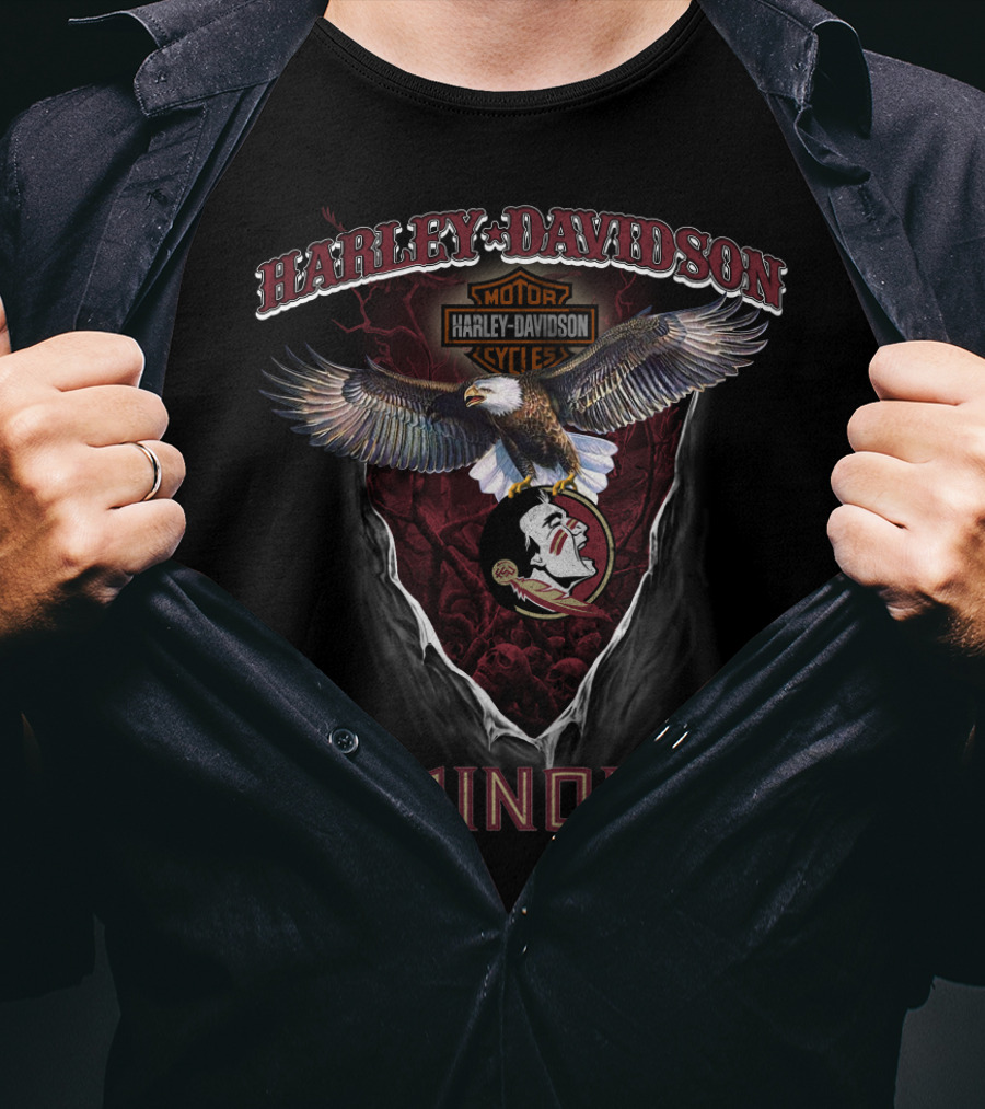 Harley Davidson Motor Cycles Eagle Florida State Seminoles T-Shirt