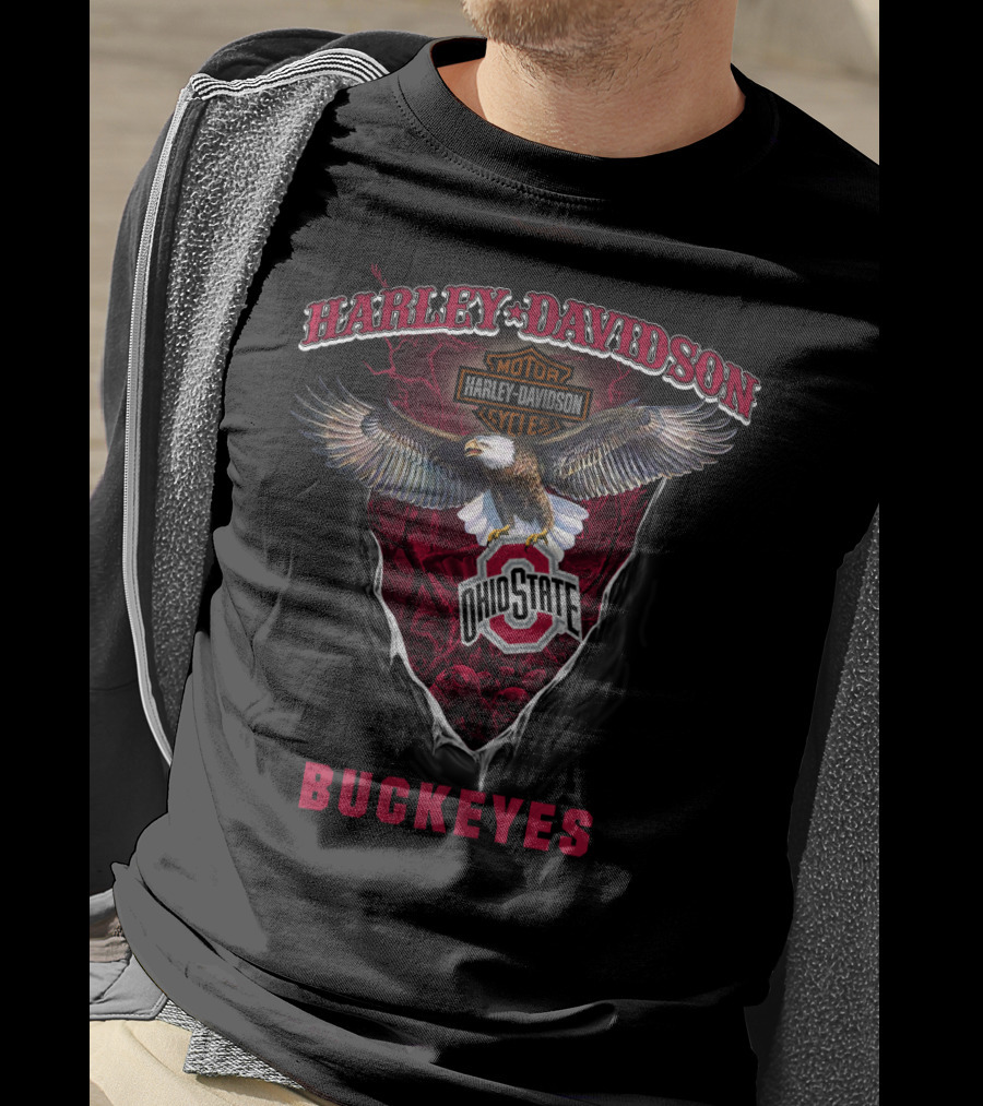 Harley Davidson Motor Harley Davidson Cycles Ohio State Buckeyes Eagle T-Shirt