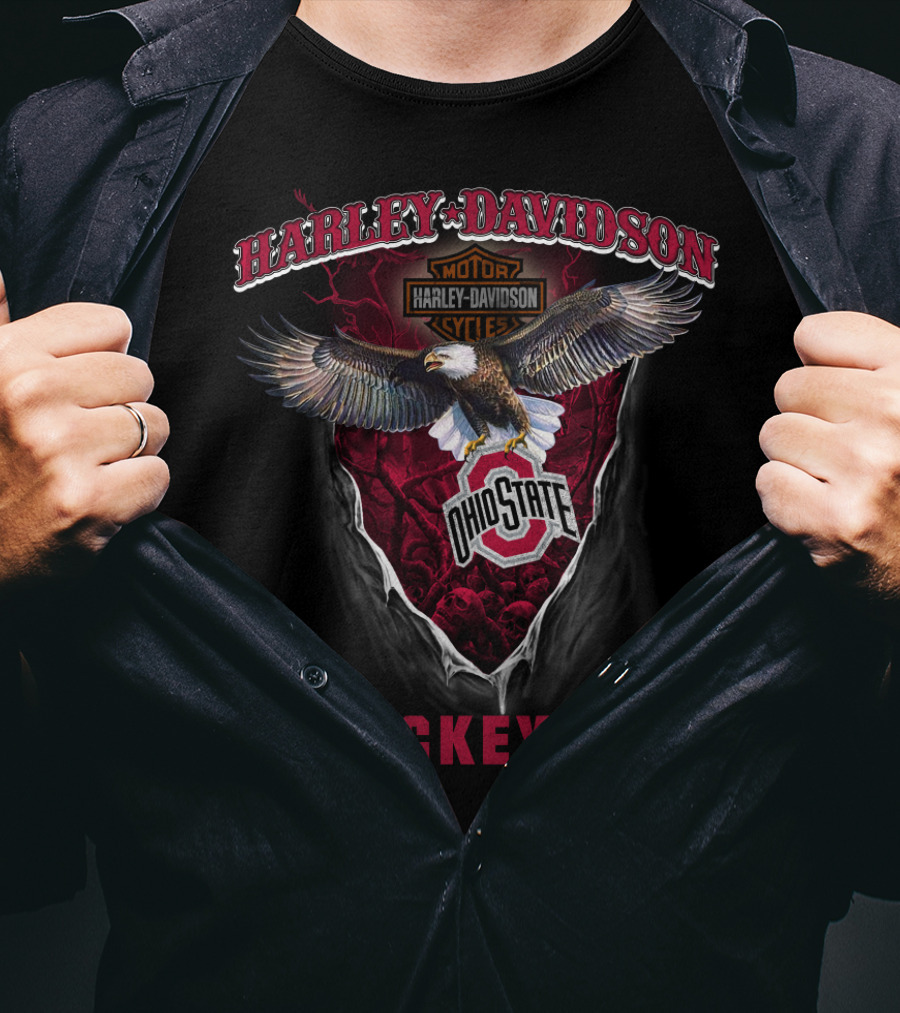 Harley Davidson Motor Harley Davidson Cycles Ohio State Buckeyes Eagle T-Shirt