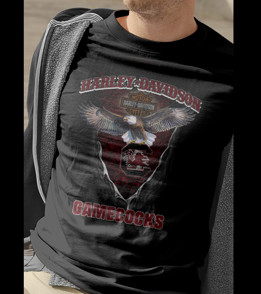 Harley Davidson Motor Cycle Gamecocks T-Shirt