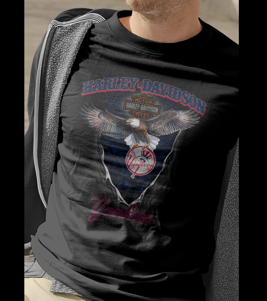 Harley Davidson Motorcycles New York Yankees Eagle T-Shirt