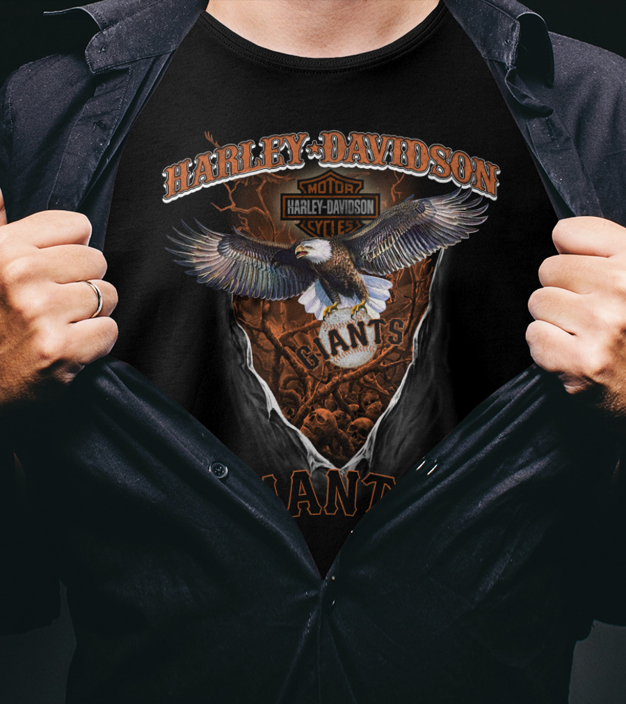 Harley Davidson Motor Cycles Giants Eagle T-Shirt