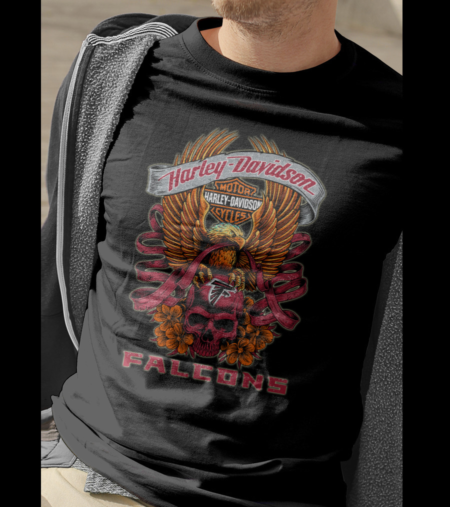 Harley Davidson Atlanta Falcons Eagle Skull T-Shirt