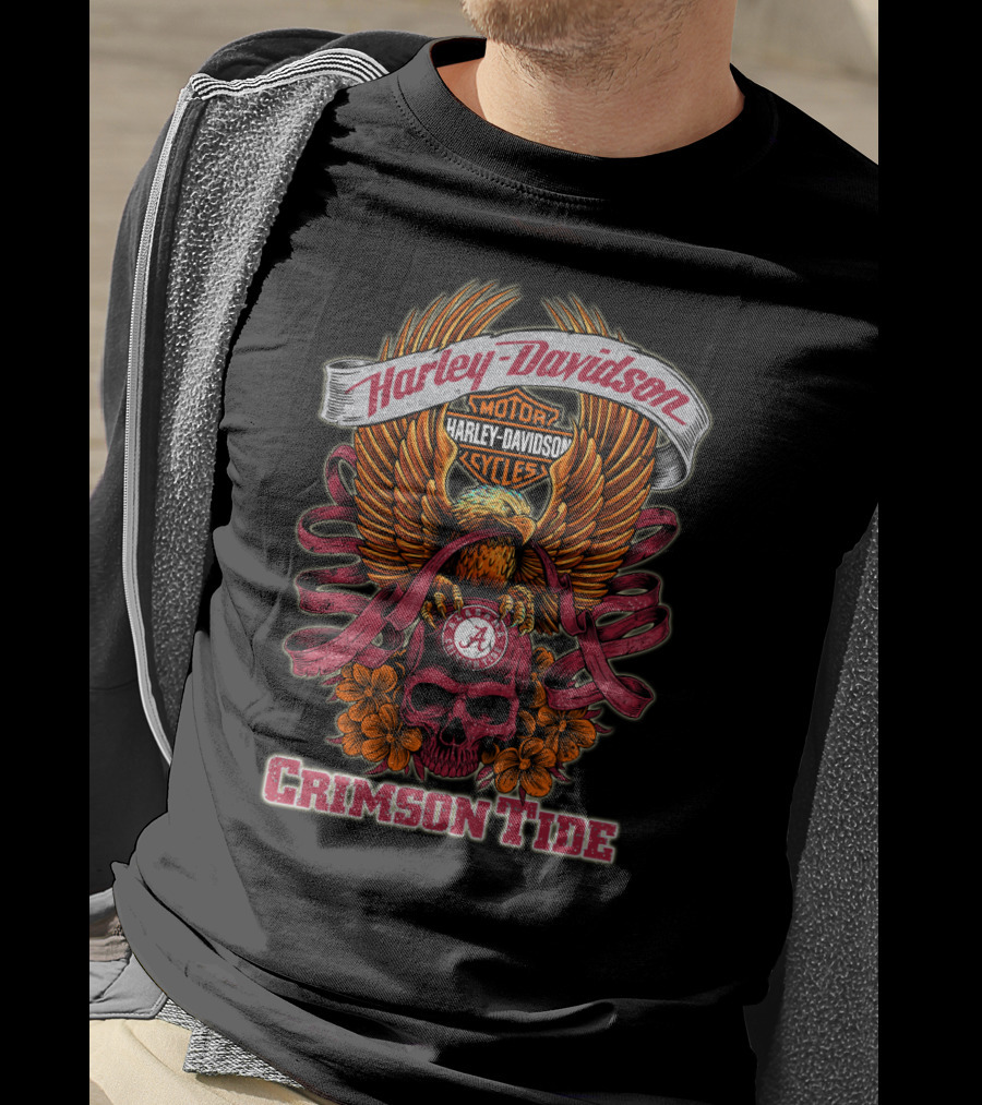 Harley Davidson Motor Cycles Alabama Crimson Tide T-Shirt