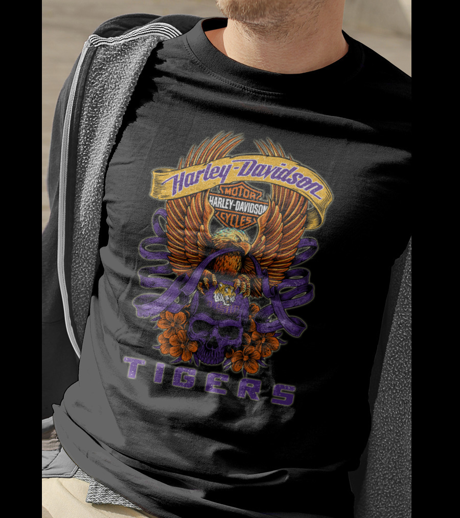 Harley Davidson Motor Cycles Lsu Tigers T-Shirt