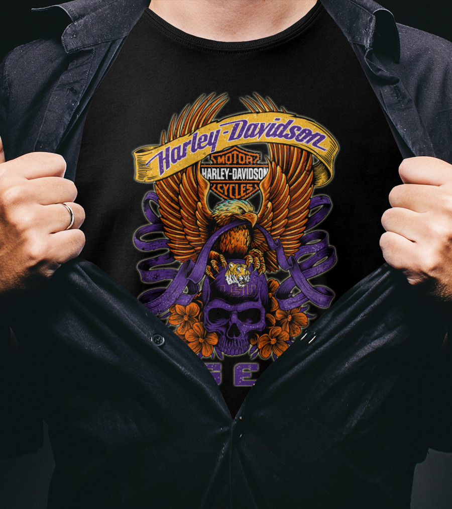 Harley Davidson Motor Cycles Lsu Tigers T-Shirt