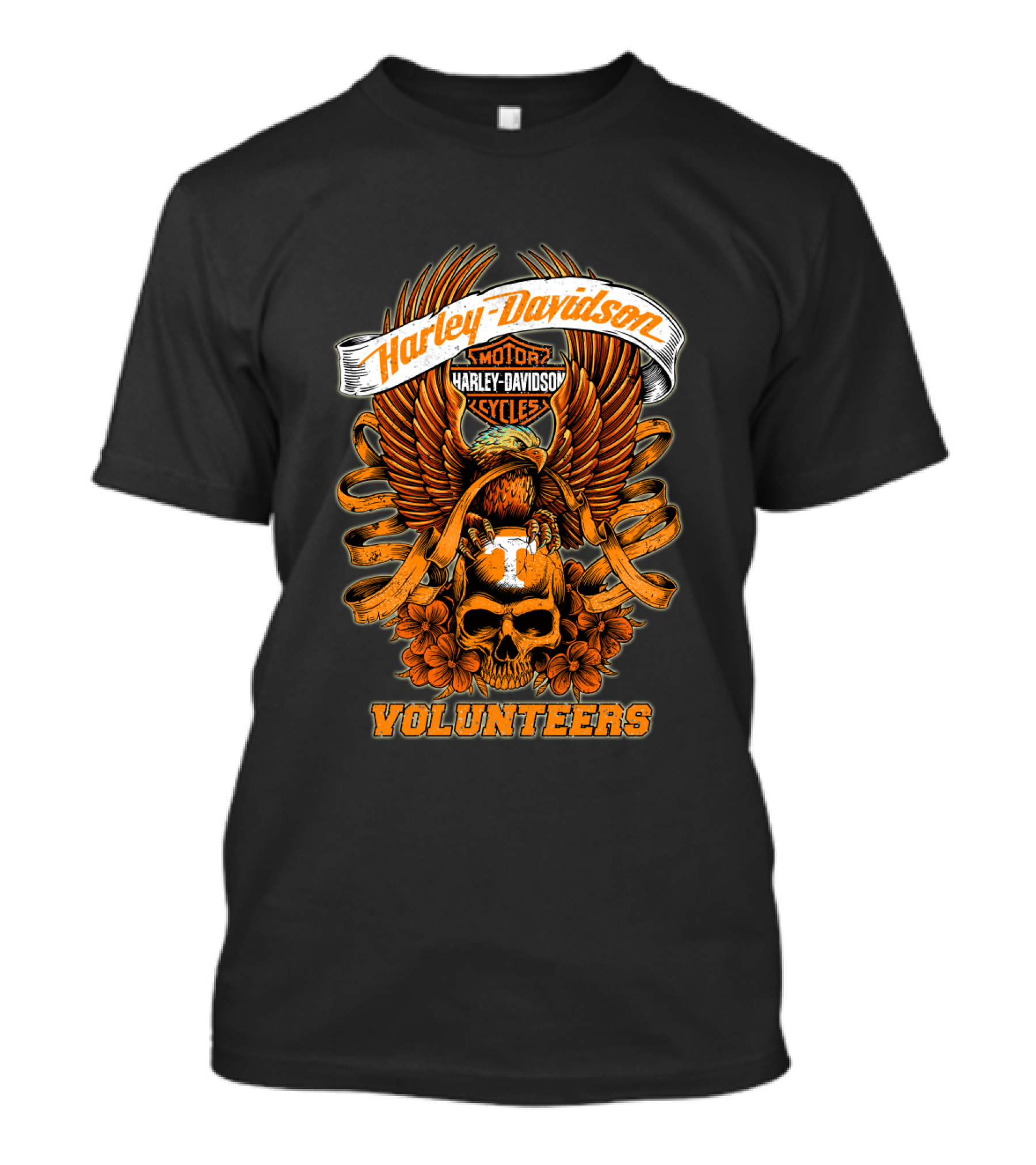 Harley Davidson Tennessee Volunteers Skull And Eagle T-Shirt