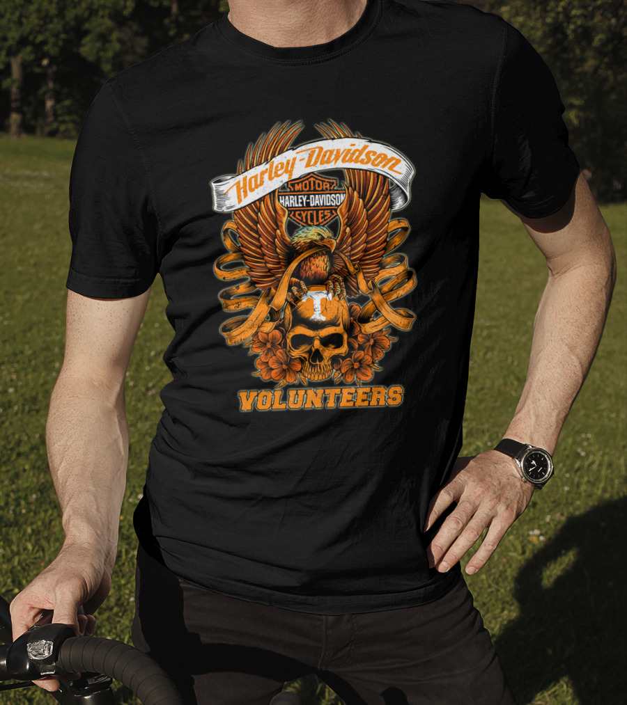 Harley Davidson Tennessee Volunteers Skull And Eagle T-Shirt