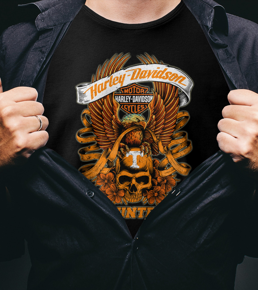 Harley Davidson Tennessee Volunteers Skull And Eagle T-Shirt