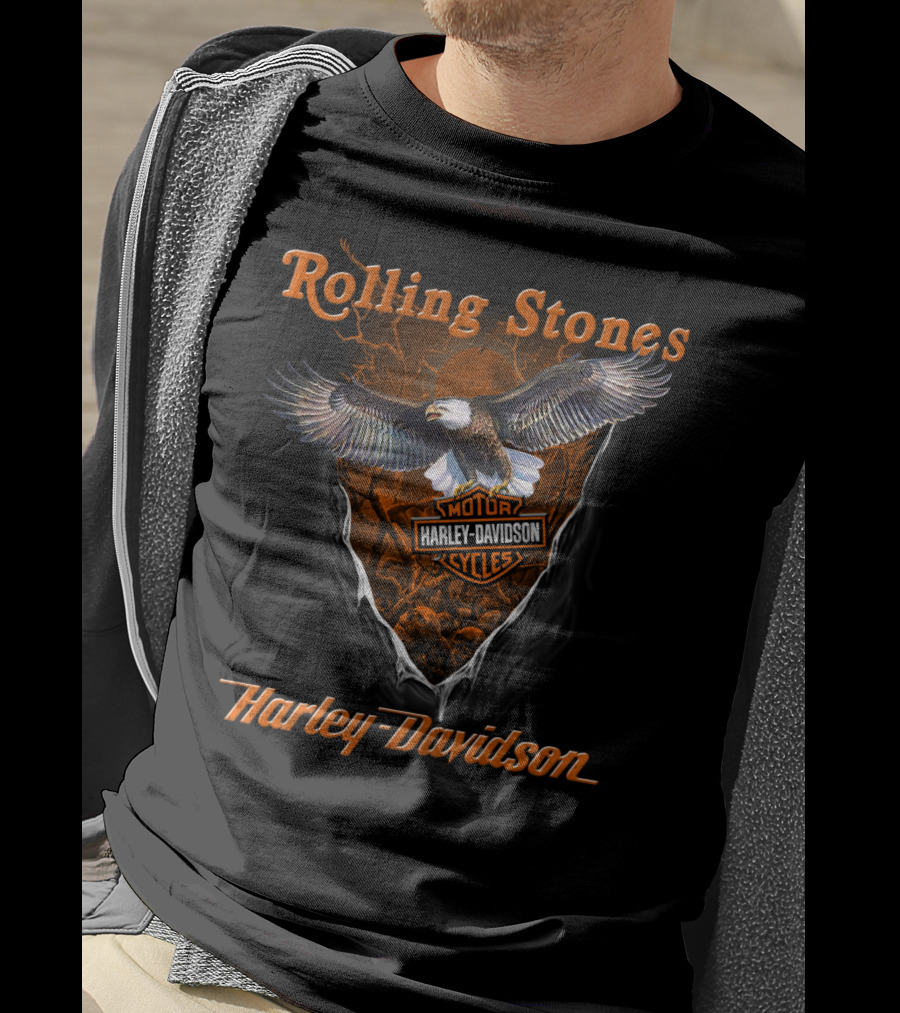 Rolling Stones Harley Davidson Motorcycles Eagle T-Shirt