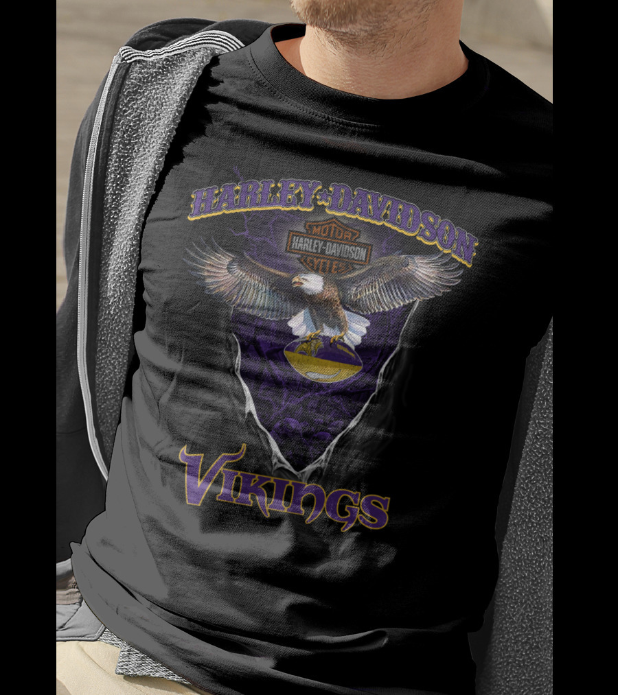 Harley Davidson Vikings Minnesota Vikings Nfl Eagle T-Shirt