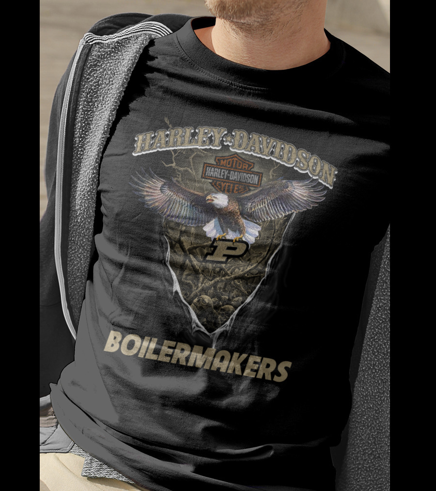 Harley Davidson Motor Cycles Purdue Boilermakers Eagle T-Shirt
