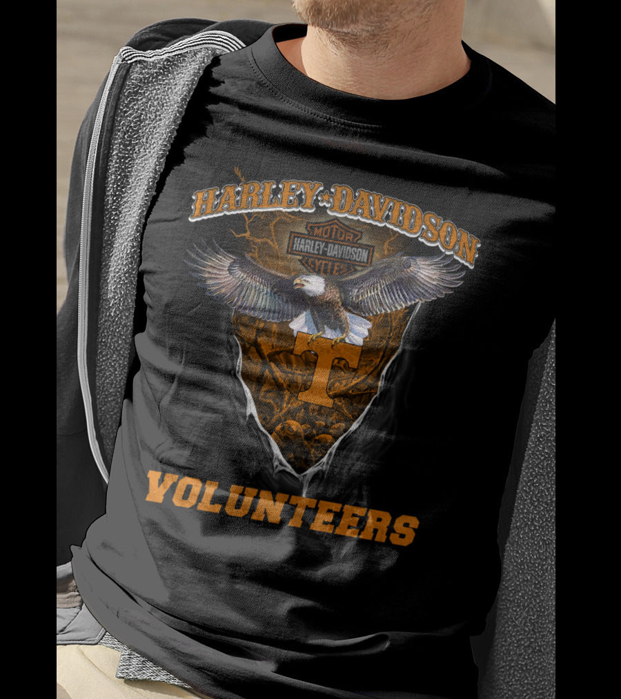Harley Davidson Motorcycles Tennessee Volunteers Eagle Symbol T-Shirt