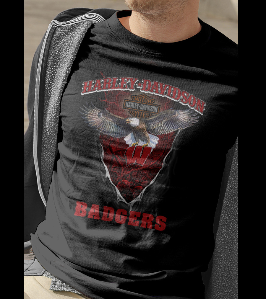 Harley Davidson Motor Cycles Badgers Wisconsin T-Shirt