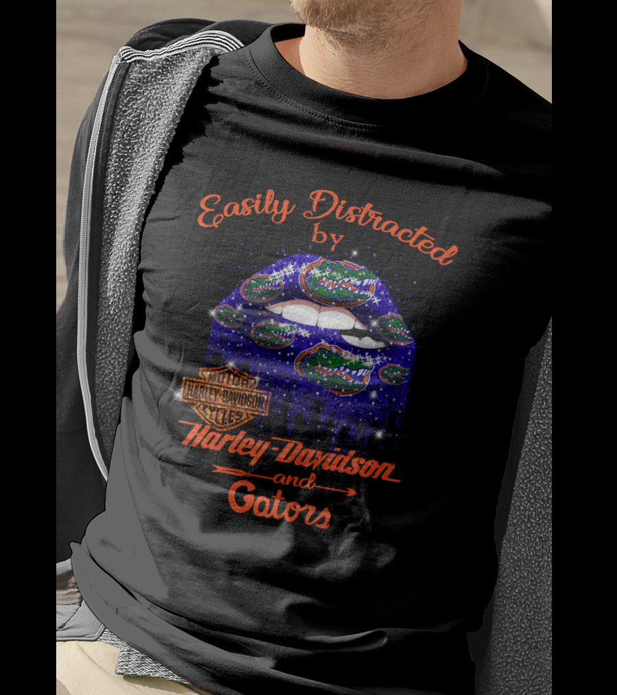 Easily Distracted By Harley Davidson And Gators T-Shirt