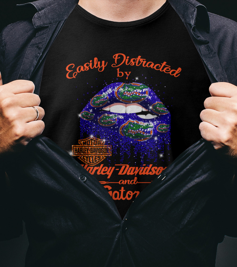 Easily Distracted By Harley Davidson And Gators T-Shirt