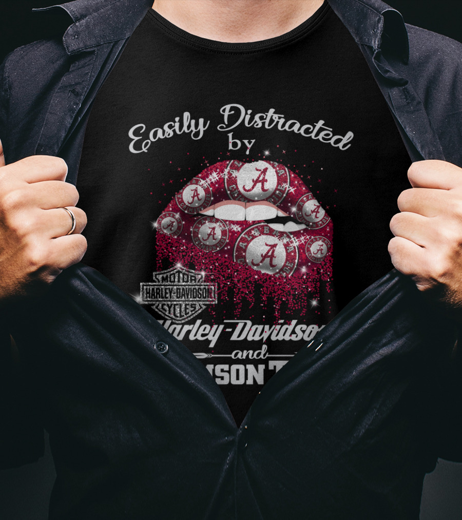 Easily Distracted By Harley Davidson And Crimson Tide T-Shirt