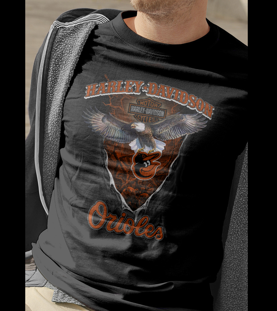 Harley Davidson Motor Cycles Orioles Eagle Baltimore Orioles T-Shirt