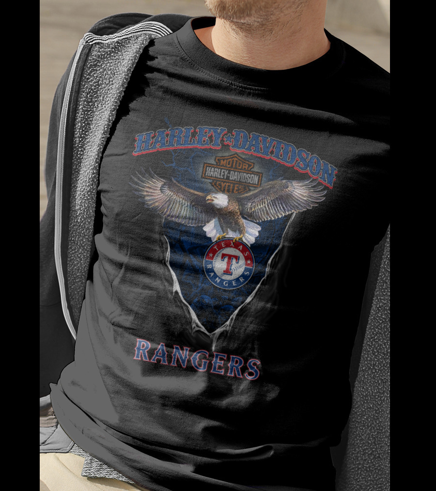 Harley Davidson Motor Cycles Texas Rangers T-Shirt