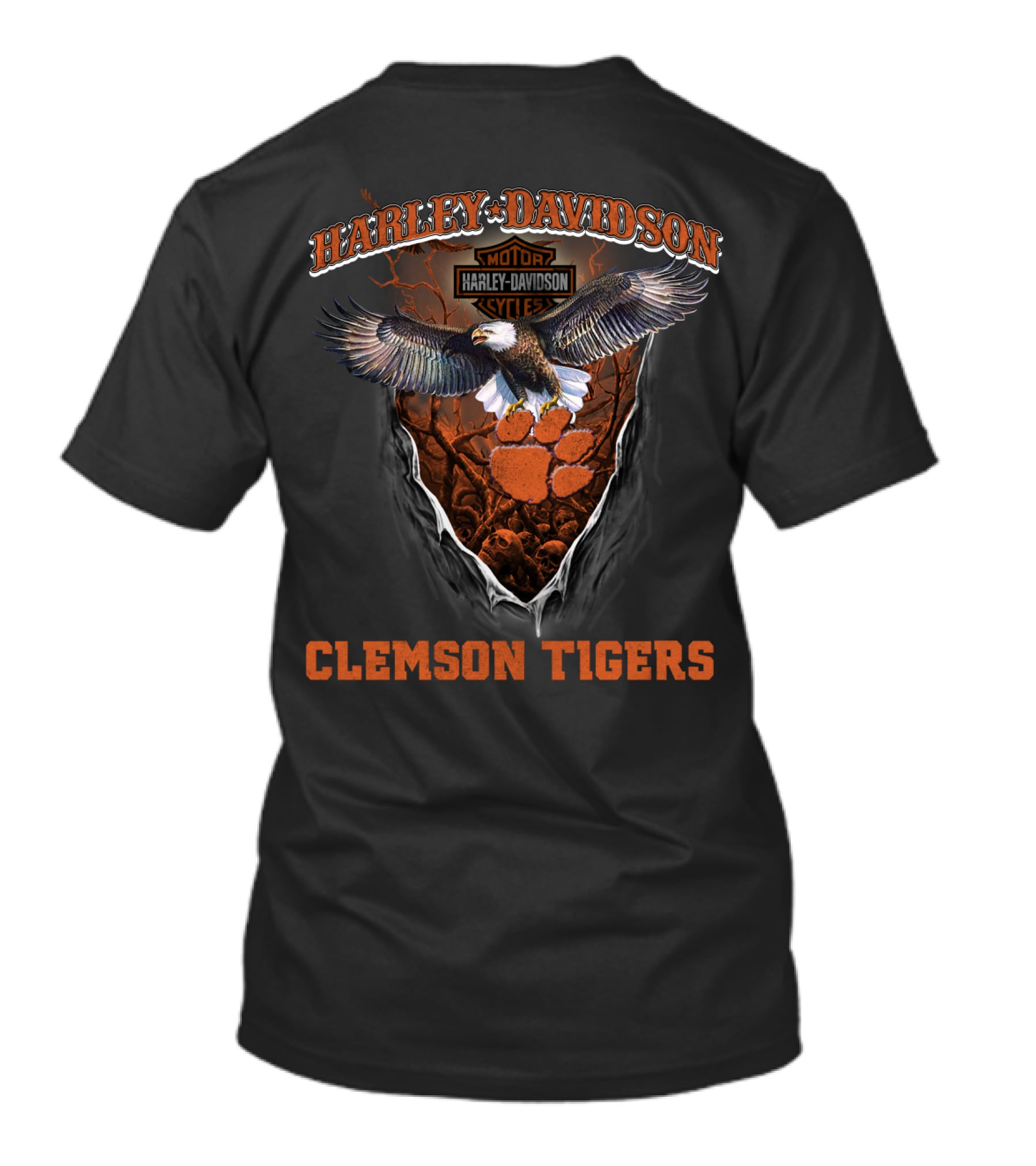 Harley Davidson Clemson Tigers Motorcycles Eagle Paw T-Shirt