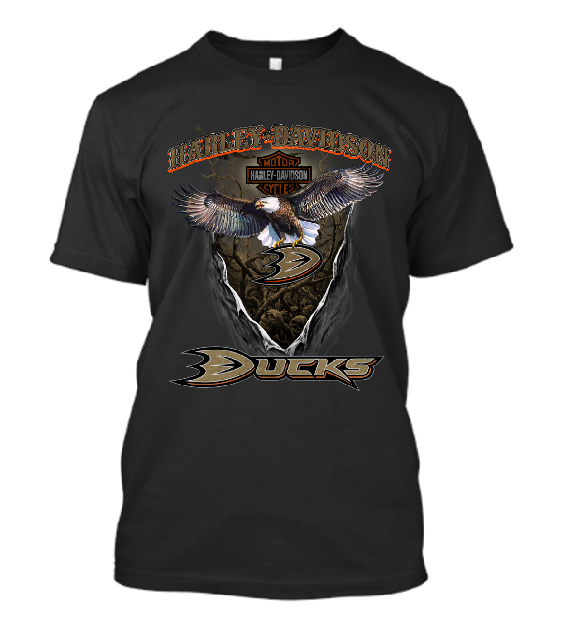 Harley Davidson Anaheim Ducks Nhl Motorcycles Logo Eagle T-Shirt