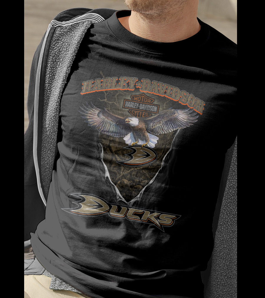 Harley Davidson Anaheim Ducks Nhl Motorcycles Logo Eagle T-Shirt