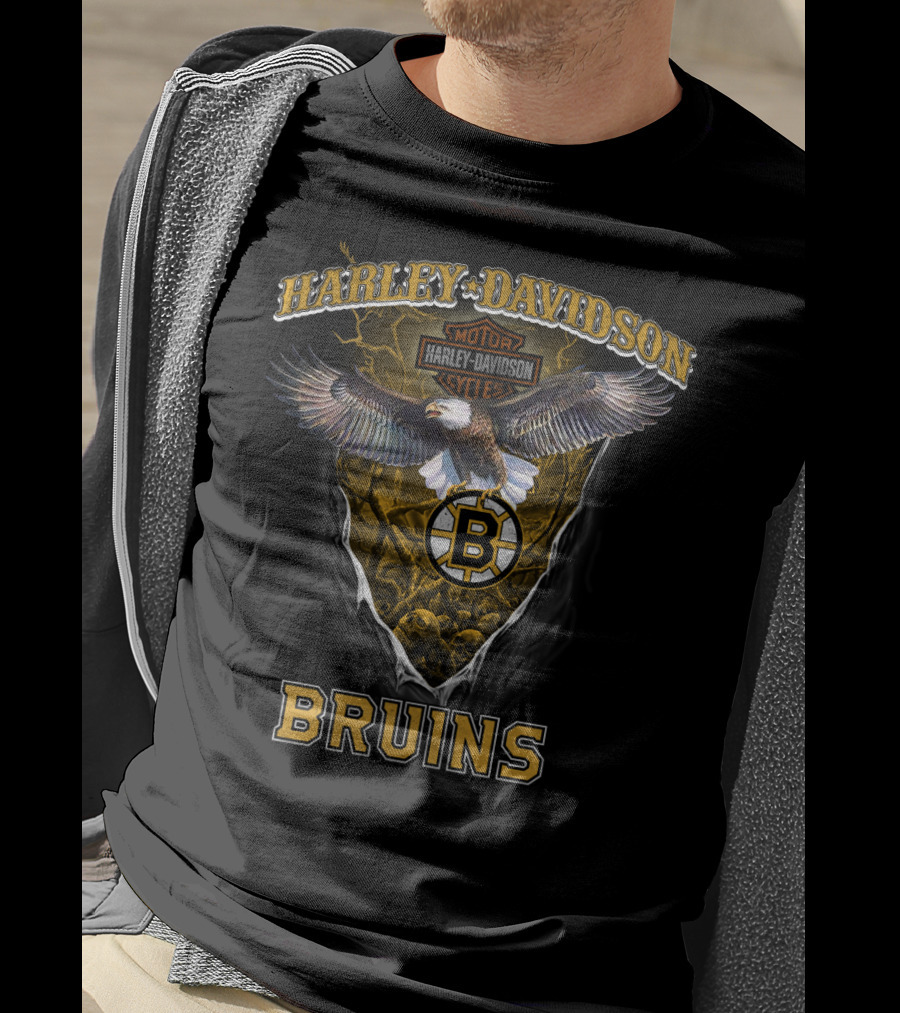 Harley Davidson Motorcycles Boston Bruins Eagle T-Shirt