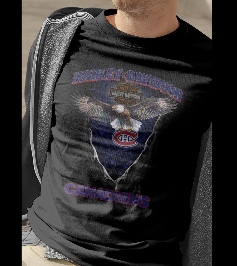 Harley Davidson Motor Cycles Eagle Montreal Canadiens T-Shirt