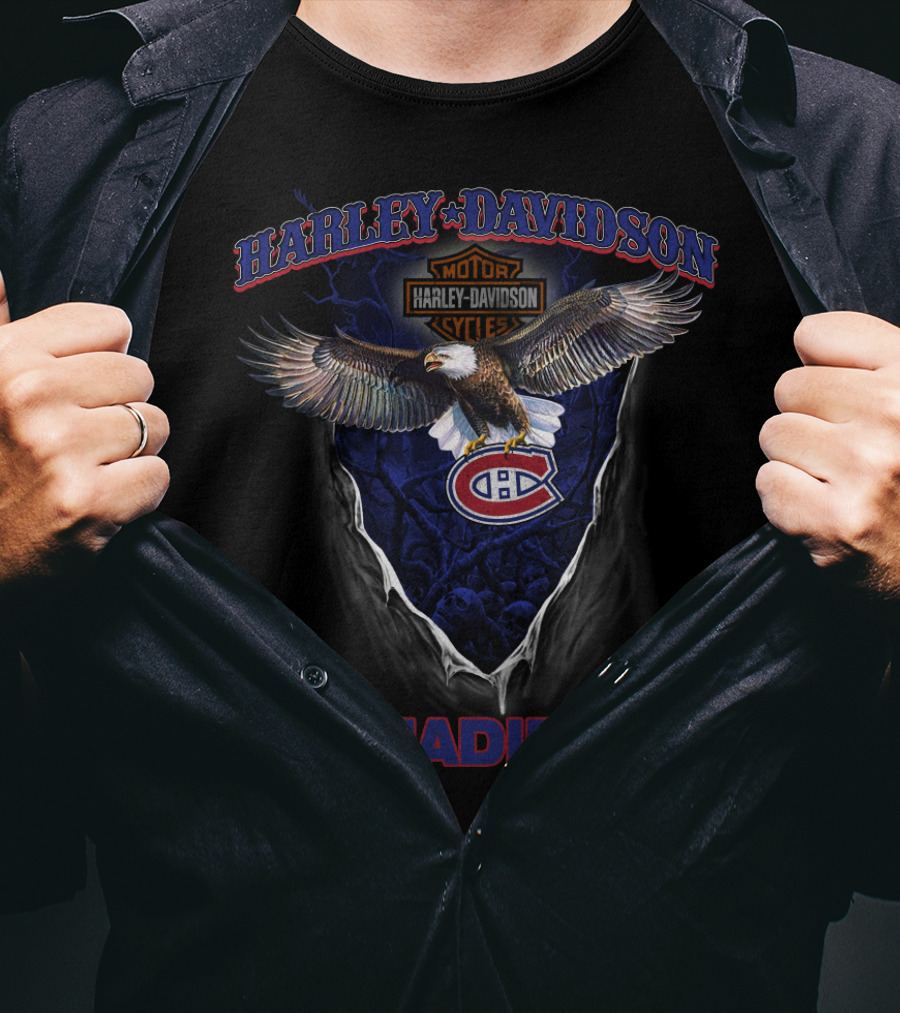 Harley Davidson Motor Cycles Eagle Montreal Canadiens T-Shirt
