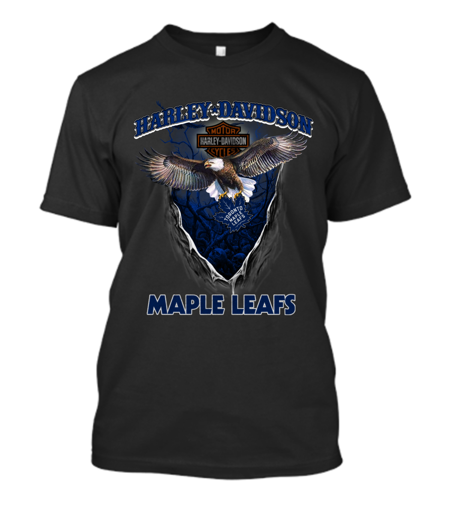 Harley Davidson Toronto Maple Leafs Motorcycle Cycle Eagle T-Shirt
