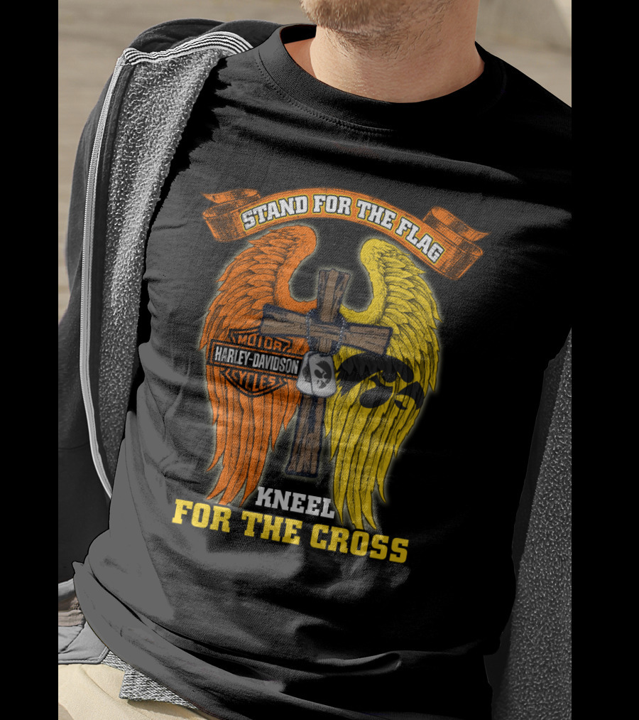 Stand For The Flag Kneel For The Cross Harley Davidson Iowa Hawkeyes T-Shirt