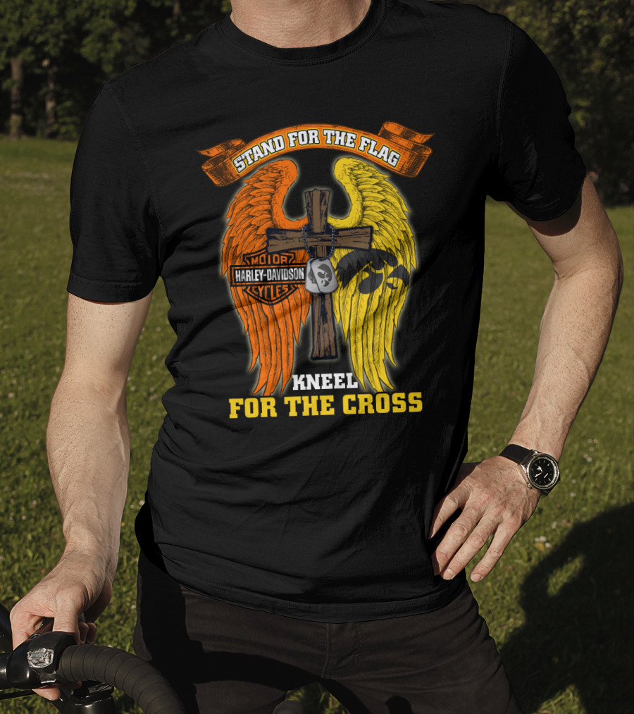 Stand For The Flag Kneel For The Cross Harley Davidson Iowa Hawkeyes T-Shirt