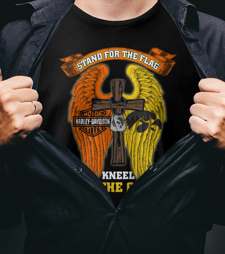 Stand For The Flag Kneel For The Cross Harley Davidson Iowa Hawkeyes T-Shirt
