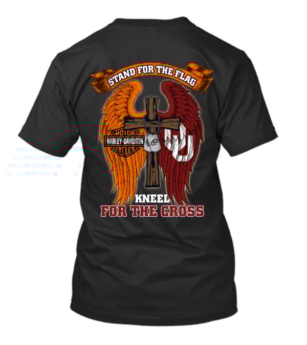 Stand For The Flag Kneel For The Cross Harley Davidson Oklahoma Sooners T-Shirt