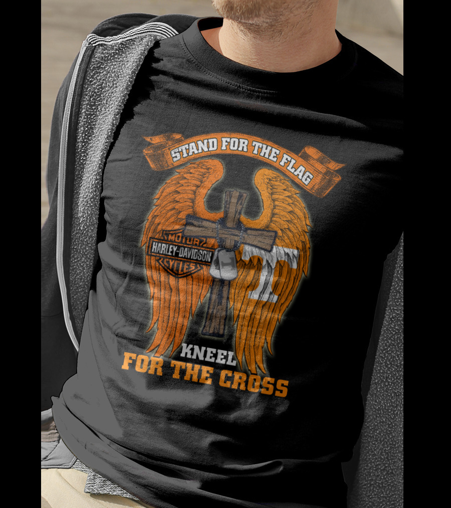 Harley Davidson Tennessee Volunteers Stand For The Flag Kneel For The Cross T-Shirt
