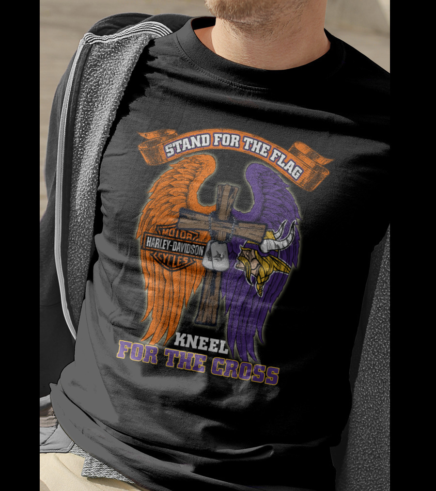 Stand For The Flag Kneel For The Cross Harley Davidson Minnesota Vikings T-Shirt