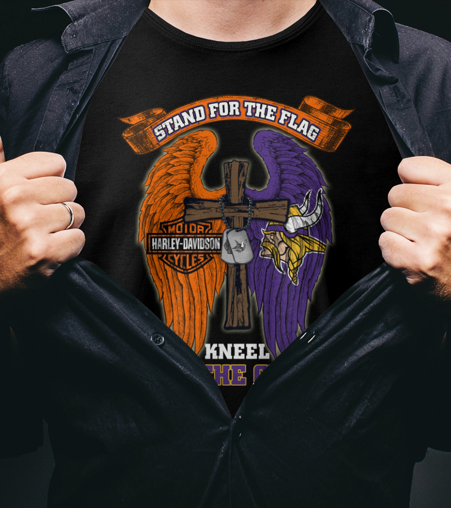 Stand For The Flag Kneel For The Cross Harley Davidson Minnesota Vikings T-Shirt