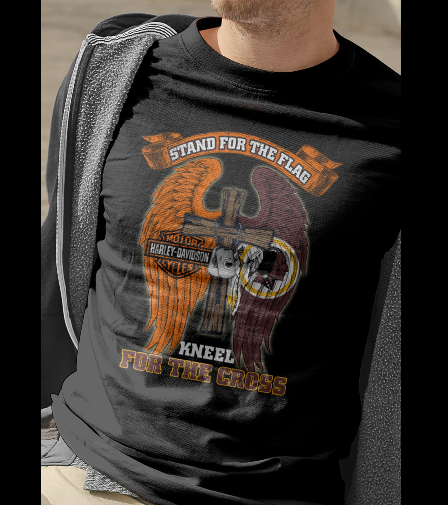 Stand For The Flag Kneel For The Cross Harley Davidson Washington Redskins T-Shirt