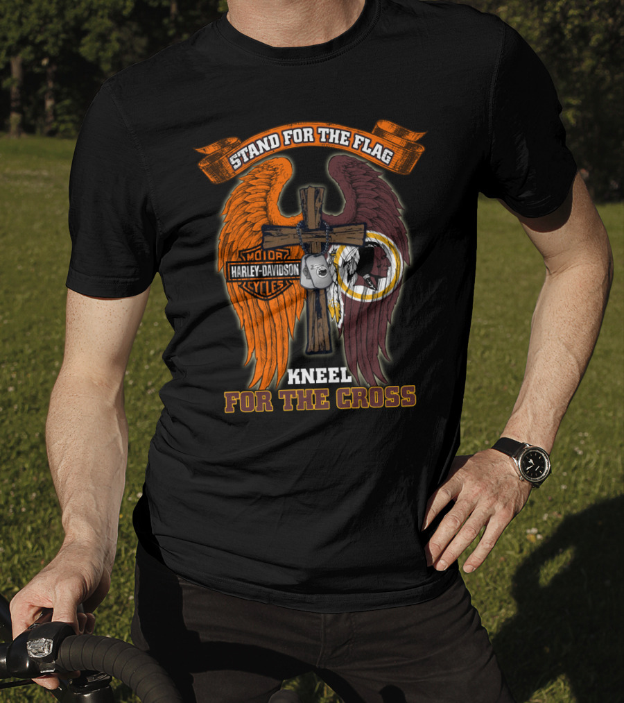 Stand For The Flag Kneel For The Cross Harley Davidson Washington Redskins T-Shirt