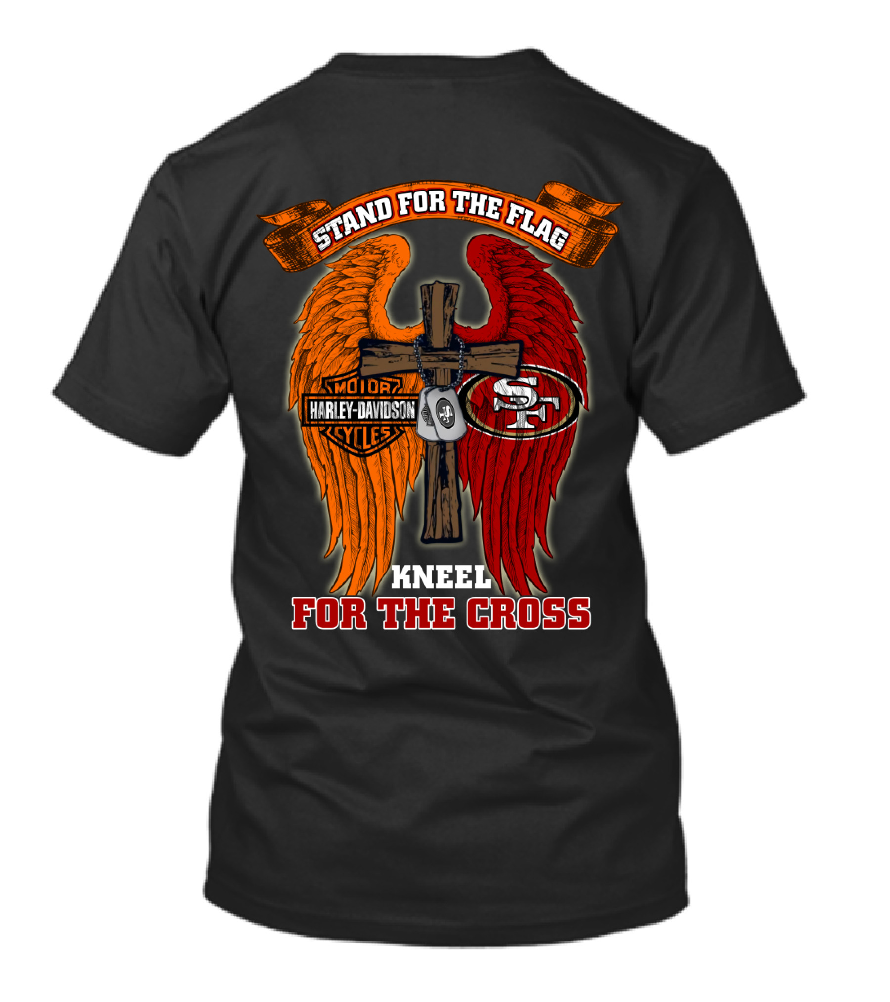 Stand For The Flag Harley Davidson Kneel For The Cross San Francisco 49ers T-Shirt