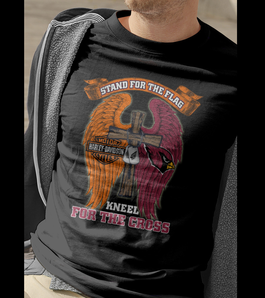 Stand For The Flag Kneel For The Cross Harley Davidson Motor Cycles Arizona Cardinals T-Shirt